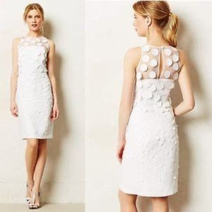 Anthropologie White Sleeveless Appliqué Midi Dress